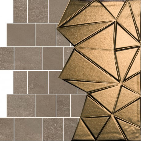 Gardenia Orchidea Concept Stone Mosaico Muretto-Triangoli Bruno-Oro 40x40 см Мозаика