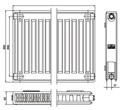 Kermi FKO 12  900x800 панельный радиатор с боковым подключением