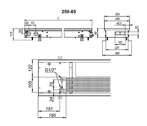 Techno Vent KVZV 250-85-4400 Внутрипольный конвектор с принудительной конвекцией