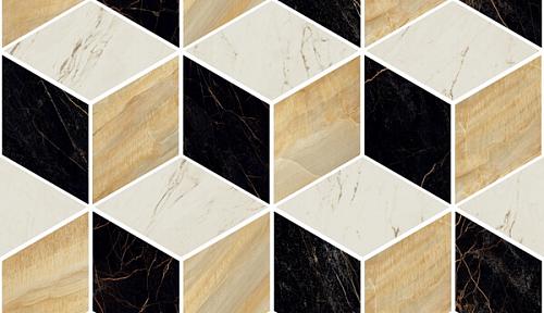 Versace Marble Mos.T3 3D Ner-Oro-Bia 17x29,1 см Настенная плитка