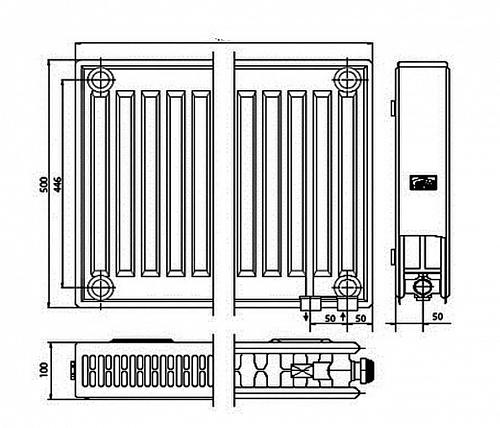 Kermi FTV 22 500x800 панельный радиатор с нижним подключением	