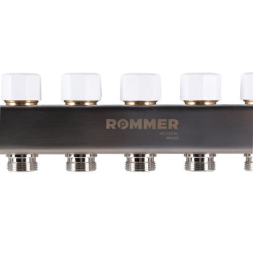 ROMMER Коллектор из нержавеющей стали с расходомерами, с клапаном вып. воздуха и сливом 06 вых.