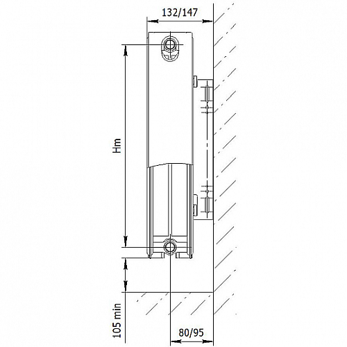 AXIS 22 300x800 Ventil стальной панельный радиатор с нижним подключением