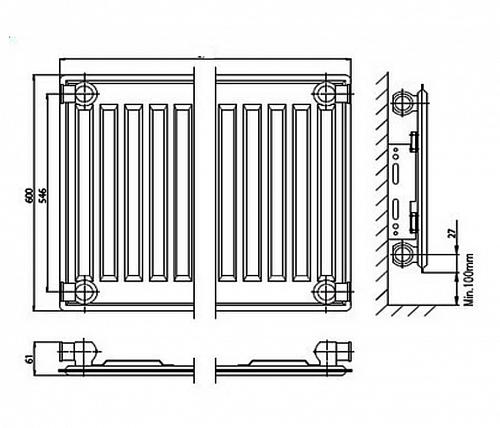 Kermi FTV 10 600x1600 панельный радиатор с нижним подключением