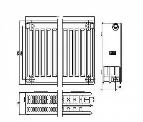 Kermi FKO 33 900х400 панельный радиатор с боковым подключением