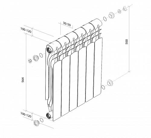 Royal Thermo Revolution Bimetall 500/ 10 секции БиМеталлический радиатор