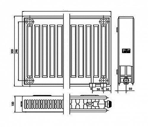 Kermi FTV 22 300x1400 панельный радиатор с нижним подключением