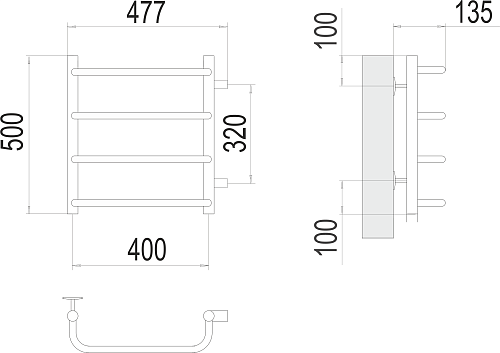 Terminus Стандарт П4 400х500 бп320 Водяной полотенцесушитель