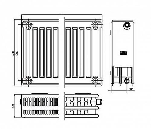 Kermi FKO 33 600х1000 панельный радиатор с боковым подключением