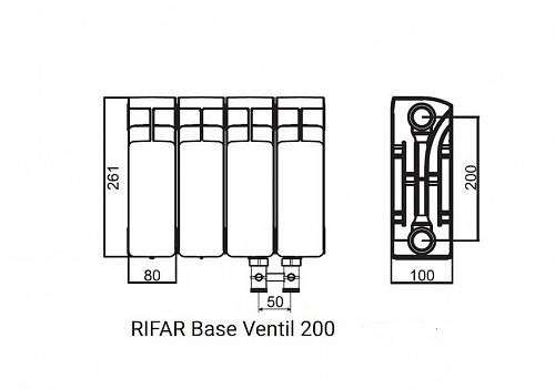 Rifar Base Ventil 200 18 секции биметаллический радиатор с нижним левым подключением