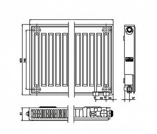 Kermi FTV 11 400x900 панельный радиатор с нижним подключением