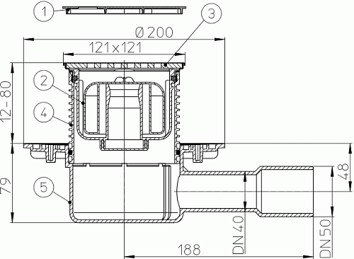 HL 510NPr-3124 Трап с сухим сифоном HL3124 горизонтальный выпуск DN40/50