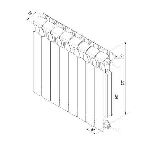 Rifar Monolit Ventil 500 14 секции титан биметаллический радиатор с нижним подключением