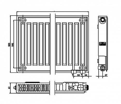 Kermi FTV 11 900x800 панельный радиатор с нижним подключением
