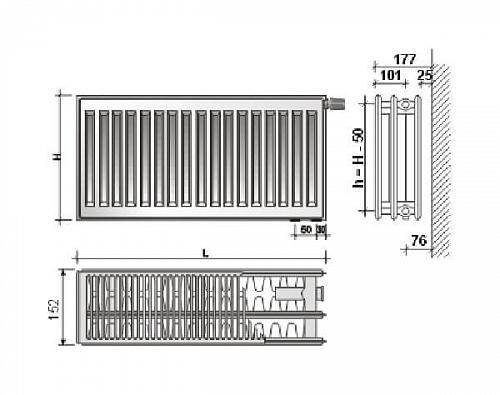 Purmo Compact С33 600x1400 стальной панельный радиатор с боковым подключением