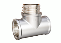 Тройники равнопроходные с переходом на наружную резьбу никелированная латунь