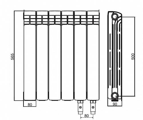 Rifar Alum Ventil 500 - 19 секции алюминиевый радиатор с нижним правым подключением