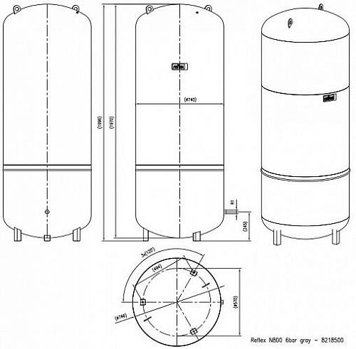 Reflex N 800 6bar мембранный расширительный бак для закрытых систем отопления