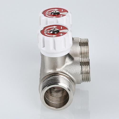 Valtec 1", 2 х 3/4" Коллектор 2 вых.с регулирующими вентилями и выходами стандарта (евроконус)