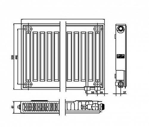 Kermi FTV 11 500x2600 панельный радиатор с нижним подключением