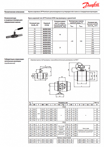 Danfoss DN150 (065N0750G) Кран шаровой с рукояткой под приварку