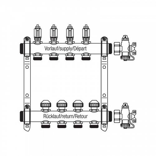 Rehau Распределительный коллектор HKV-D с расходомерами на 10 контуров нержавеющая сталь