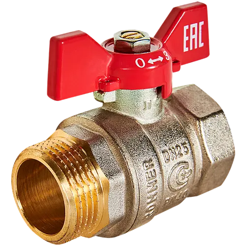 ROMMER Кран шаровой, ВР/НР, ручка бабочка 1"