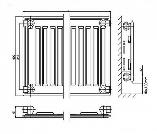 Kermi FTV 10 400x900 панельный радиатор с нижним подключением