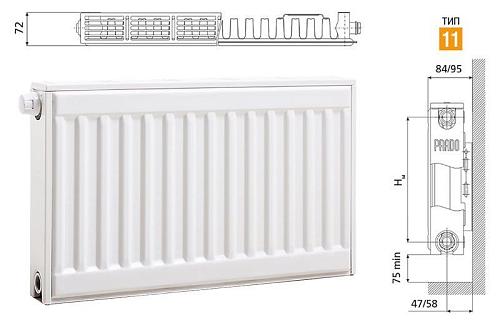 Prado Universal U11 400x500 стальной панельный радиатор с нижним подключением