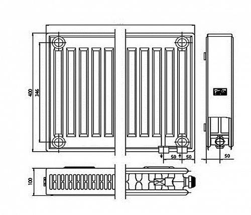 Kermi FTV 22 400x900 панельный радиатор с нижним подключением
