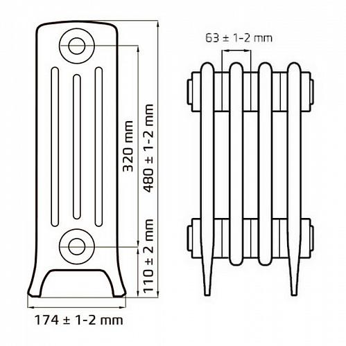 RETROstyle Derby M4 4/320 7 секции чугунный радиатор