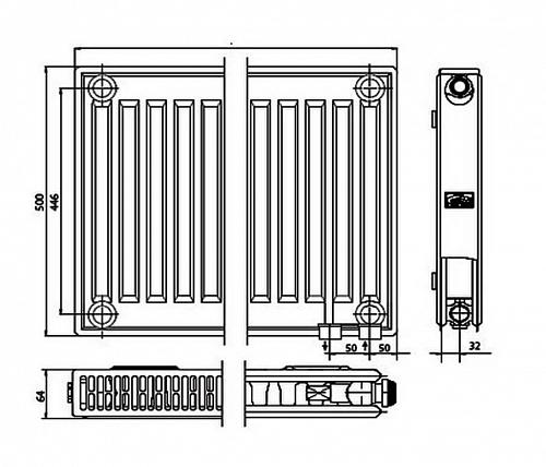 Kermi FTV 12 500x1100 панельный радиатор с нижним подключением