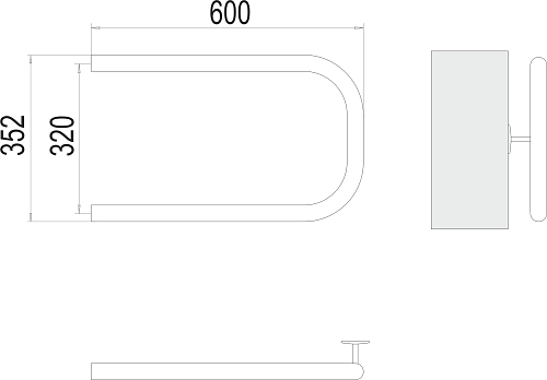 Terminus П-образной формы 1" 320х600 Водяной полотенцесушитель 