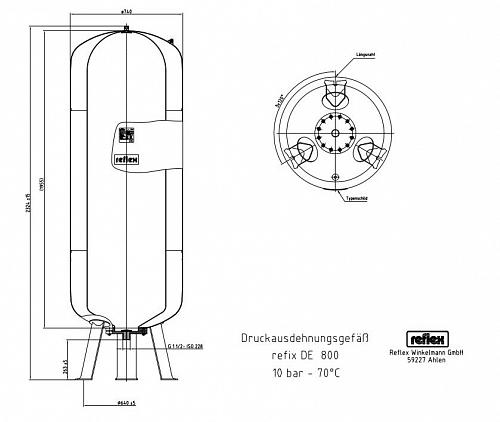 Reflex DE 800 PN10 гидроаккумулятор для систем водоснабжения