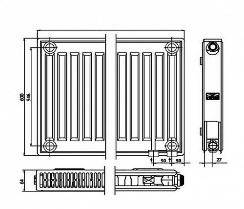 Kermi FTV 12 600x2000 панельный радиатор с нижним подключением