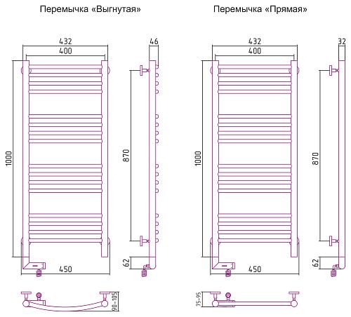 Сунержа Богема 2.0 1000х400 Электрический полотенцесушитель