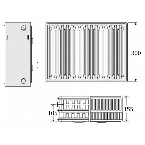 Kermi FKО 33 300х600 панельный радиатор с боковым подключением
