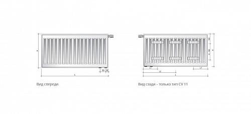 Purmo Ventil Compact CV11 400x500  стальной панельный радиатор с нижним подключением