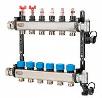 Henco Коллектор из нержавеющей стали 1” - 15 x 3/4” регулируемый расходомер, воздухоотводчик, дренаж и клапан заполнения