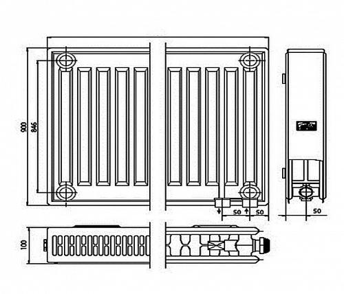 Kermi FTV 22 900x400 панельный радиатор с нижним подключением